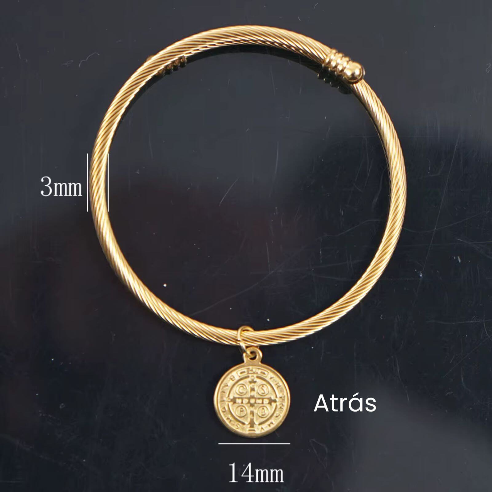 Bracelete Rígido Medalha de São Bento em Aço Inoxidável - A Poderosa Medalha de São Bento Com um Toque de Elegância!