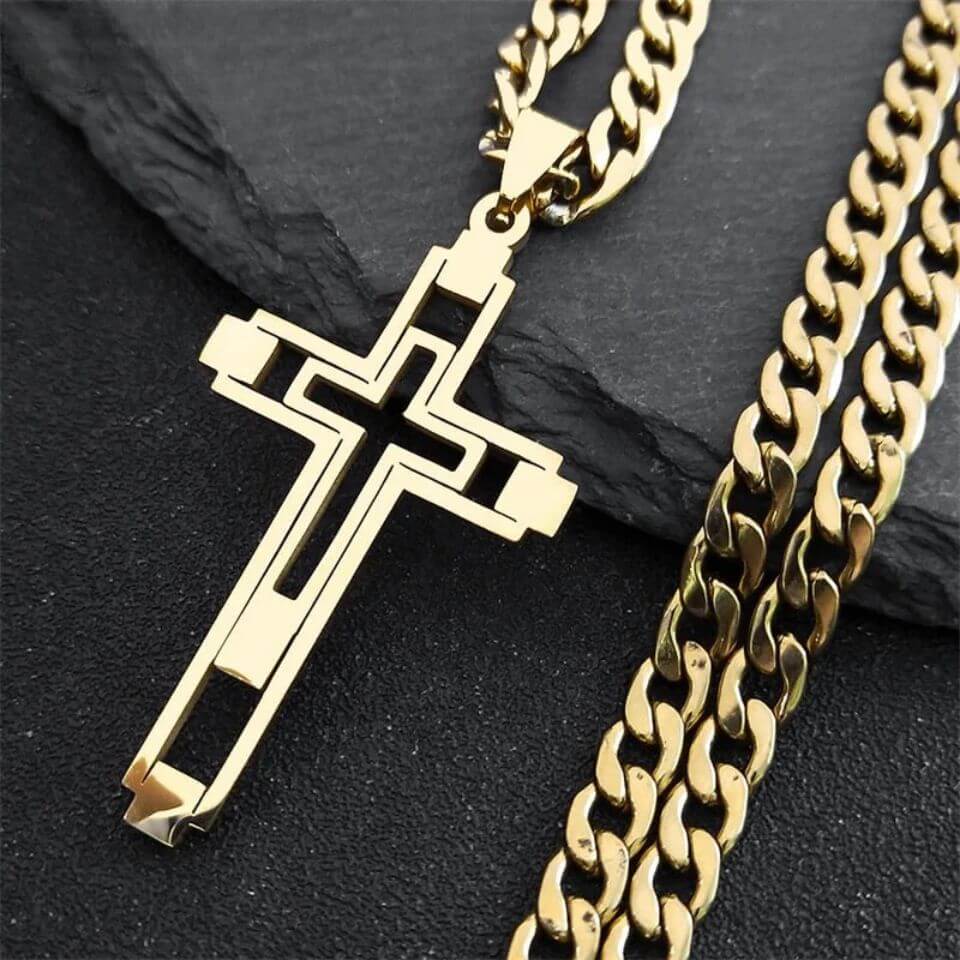 Colar Crucifixo Longo em Aço Inoxidável - Estilo Com Propósito!