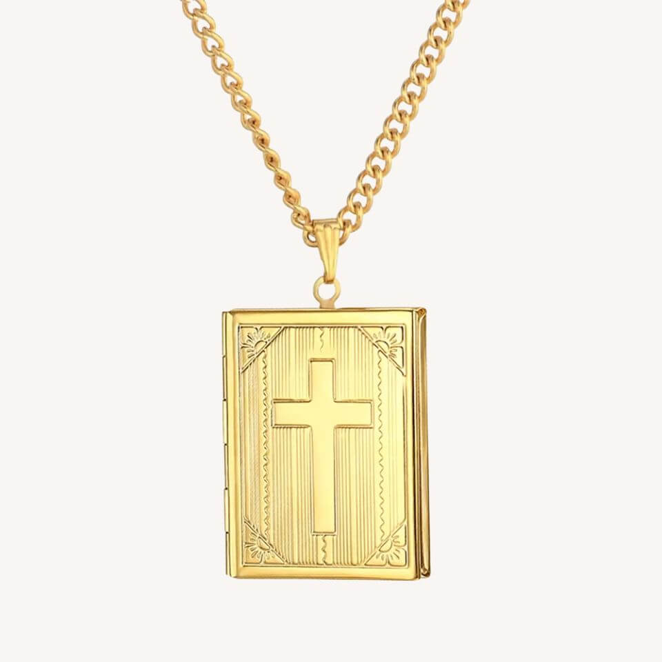 Colar Memorial Relicário Crucifixo em Aço Inoxidável - Guarde Sua Fé e Lembranças Mais Preciosas Sempre Perto do Coração!