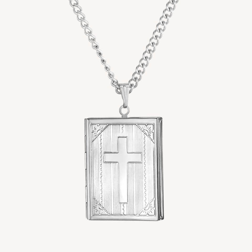 Colar Memorial Relicário Crucifixo em Aço Inoxidável - Guarde Sua Fé e Lembranças Mais Preciosas Sempre Perto do Coração!