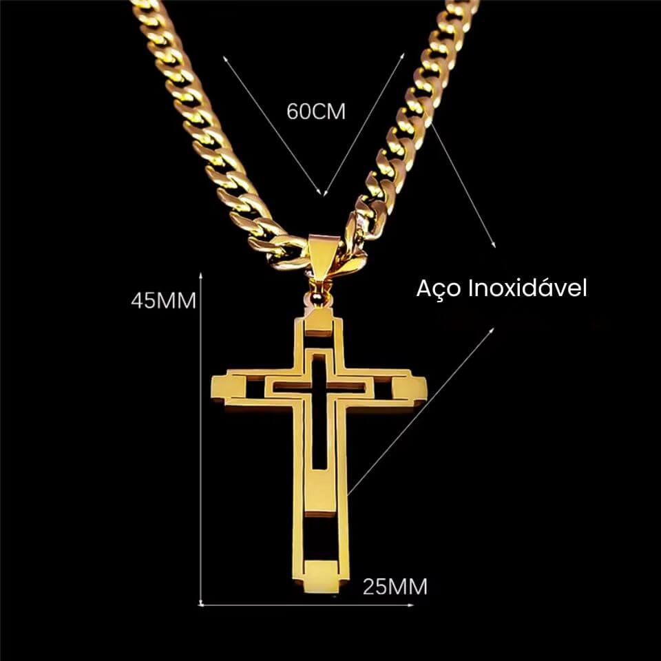 Colar Crucifixo Longo em Aço Inoxidável - Estilo Com Propósito!