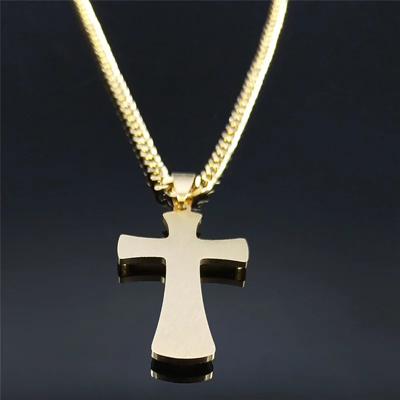 Colar Crucifixo Moderno em Aço Inoxidável - A Força da Devoção em um Design que Impressiona!