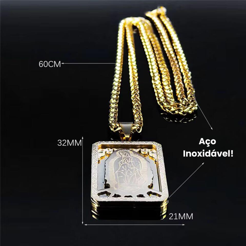 Colar com Pingente Medalha de Nossa Senhora em Aço Inoxidável 316L - A Proteção de Nossa Senhora em um Acessório de Presença!
