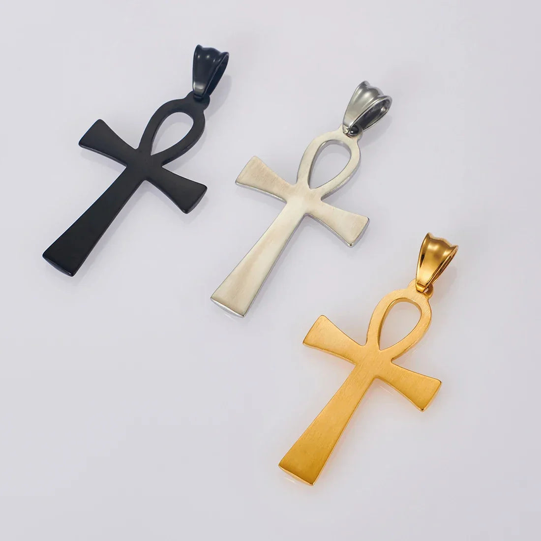 Colar Pingente Cruz Ankh Egípcia em Aço Inoxidável Vintage - Força Simbólica!