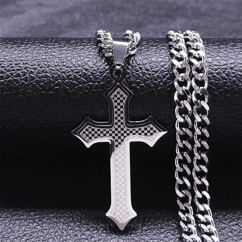 Colar Crucifixo Moderno em Aço Inoxidável - A Força da Devoção em um Design que Impressiona!