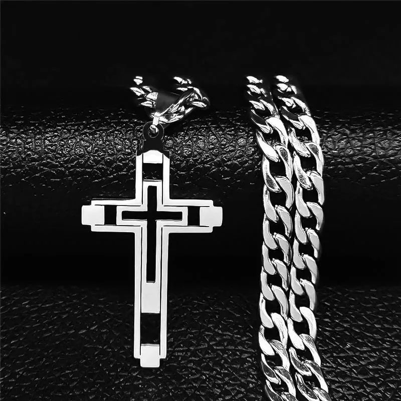 Colar Crucifixo Longo em Aço Inoxidável - Estilo Com Propósito!