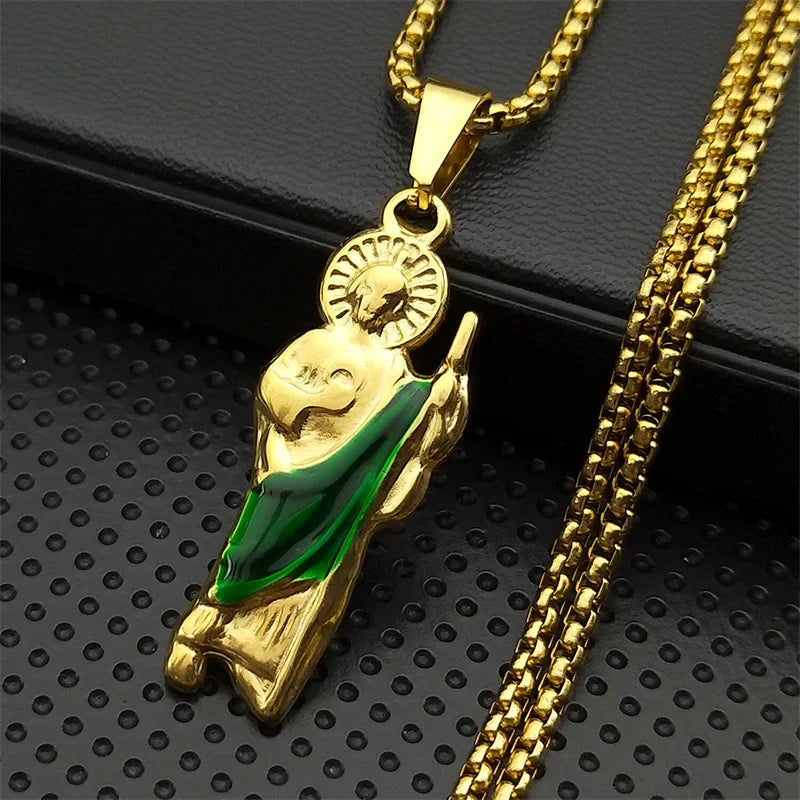 Colar com Pingente São Judas Tadeu em Aço Inoxidável - Carregue a Essência do Padroeiro das Causas Perdidas!