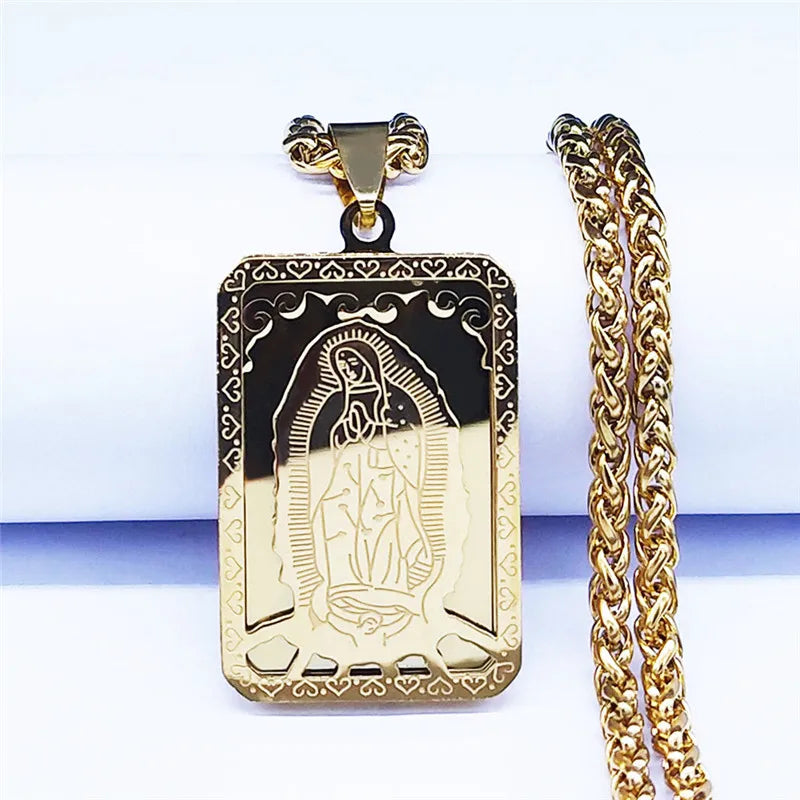 Colar com Pingente Medalha de Nossa Senhora em Aço Inoxidável 316L - A Proteção de Nossa Senhora em um Acessório de Presença!