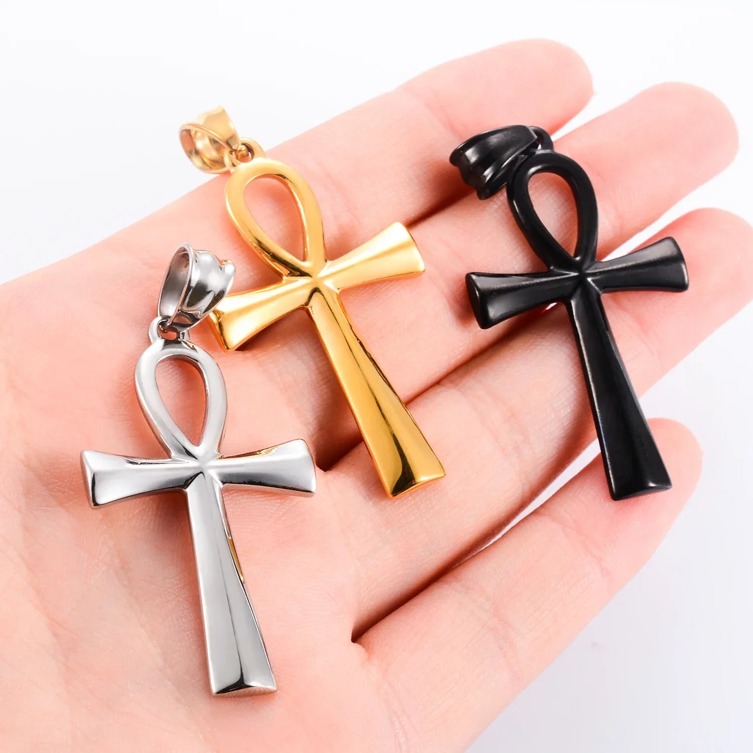 Colar Pingente Cruz Ankh Egípcia em Aço Inoxidável Vintage - Força Simbólica!