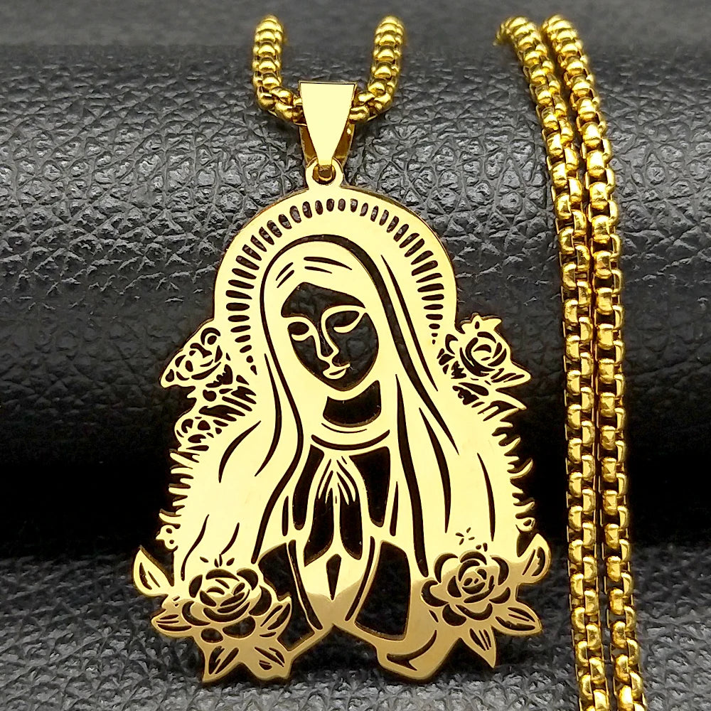 Colar Medalha Nossa Senhora de Guadalupe em Aço Inoxidável - Leve Sua Fé Consigo!