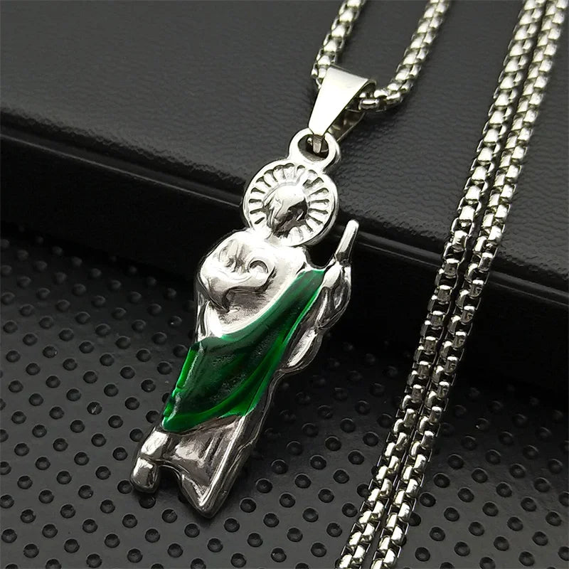 Colar com Pingente São Judas Tadeu em Aço Inoxidável - Carregue a Essência do Padroeiro das Causas Perdidas!