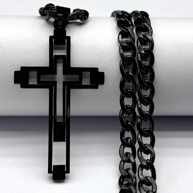 Colar Crucifixo Longo em Aço Inoxidável - Estilo Com Propósito!