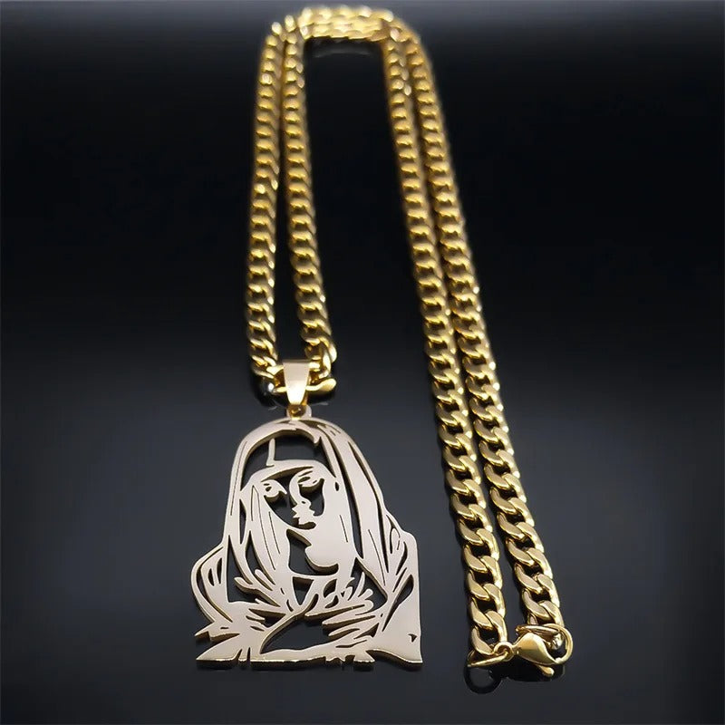 Colar com Pingente Nossa Senhora em Aço Inoxidável - A Proteção de Nossa Senhora em um Acessório Que Inspira!