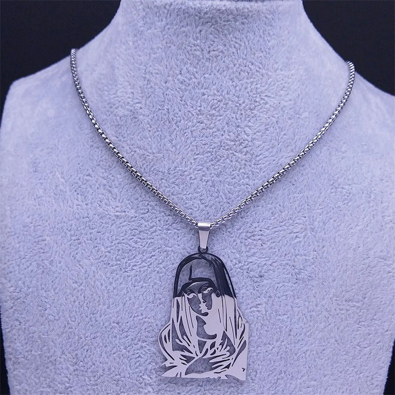 Colar com Pingente Nossa Senhora em Aço Inoxidável - A Proteção de Nossa Senhora em um Acessório Que Inspira!