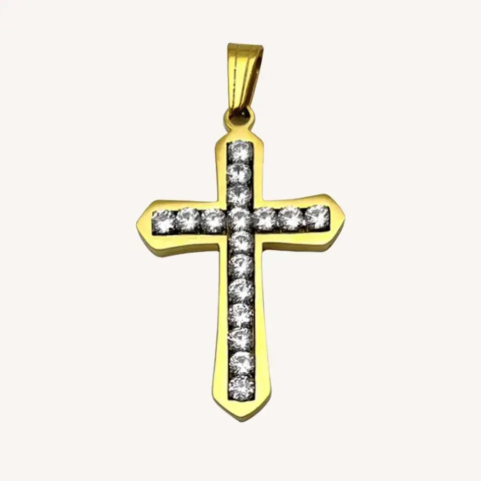 Pingente Cruz Budded em Aço Inoxidável com Zircônias - Brilho Da Espiritualidade!