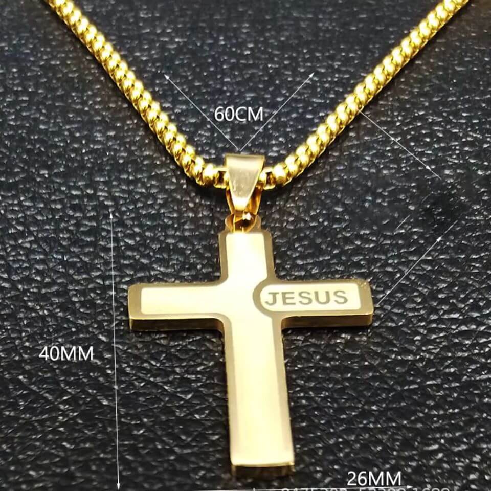Colar Crucifixo em Aço Inoxidável Jesus - Sua Fé, Seu Escudo!
