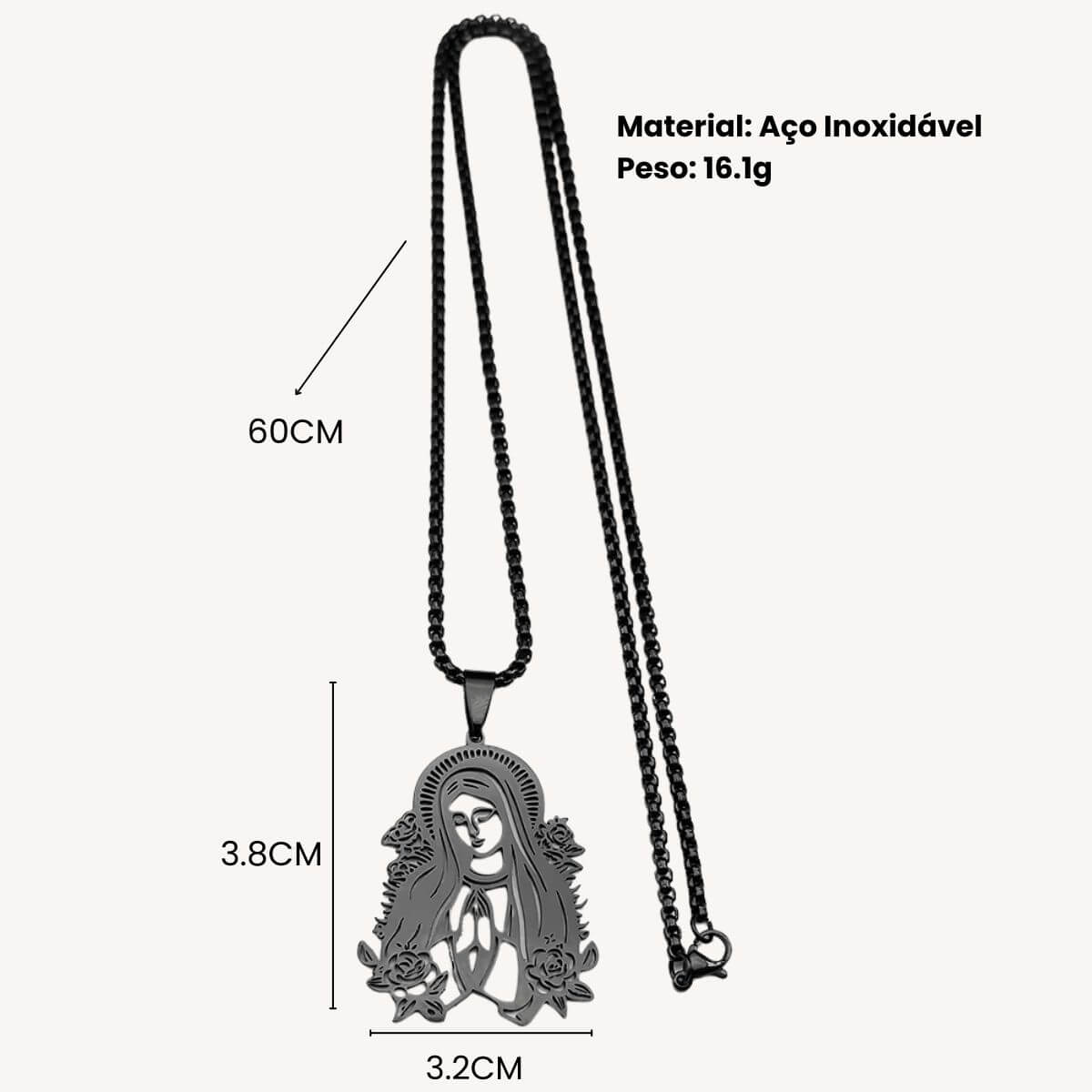 Colar Medalha Nossa Senhora de Guadalupe em Aço Inoxidável - Leve Sua Fé Consigo!