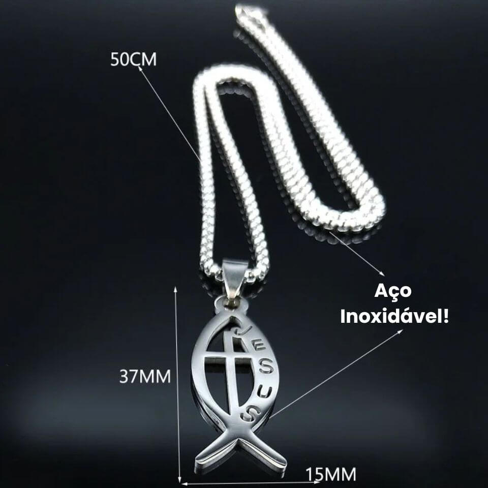 Colar com Pingente Peixe Ichthys com Jesus em Aço Inoxidável - Um Símbolo de Fé, Uma Marca de Devoção!