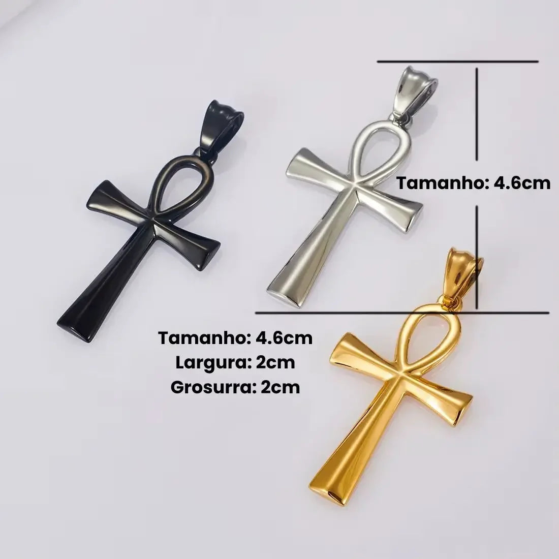 Colar Pingente Cruz Ankh Egípcia em Aço Inoxidável Vintage - Força Simbólica!