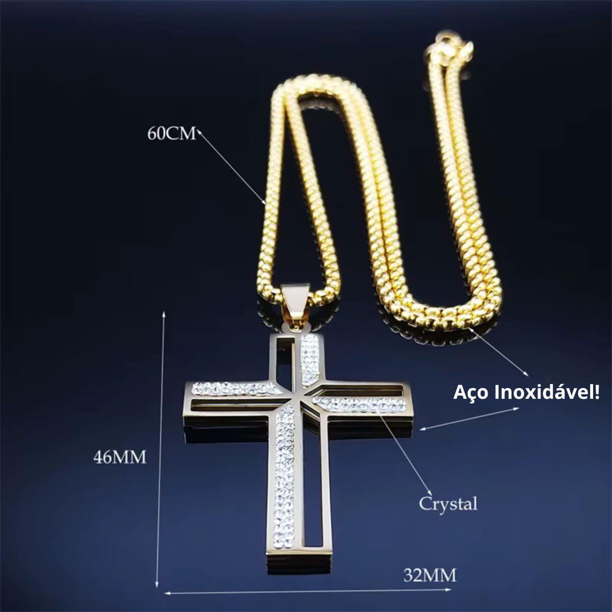 Colar Crucifixo Cruz Dupla em Aço Inoxidável - A Essência da Cruz Em Uma Peça Atemporal!