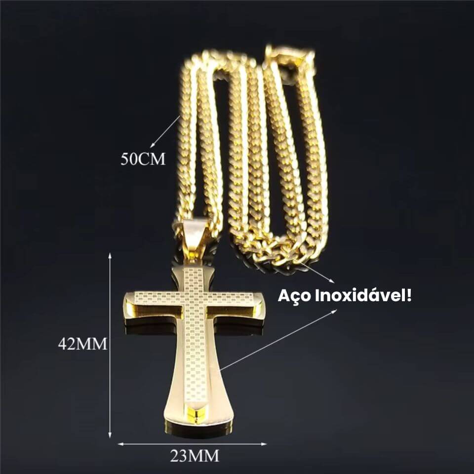 Colar Crucifixo Moderno em Aço Inoxidável - A Força da Devoção em um Design que Impressiona!
