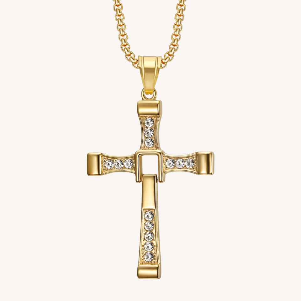 Pingente Crucifixo com Zircônias em Aço Inoxidável - Proteção Sempre Contigo!