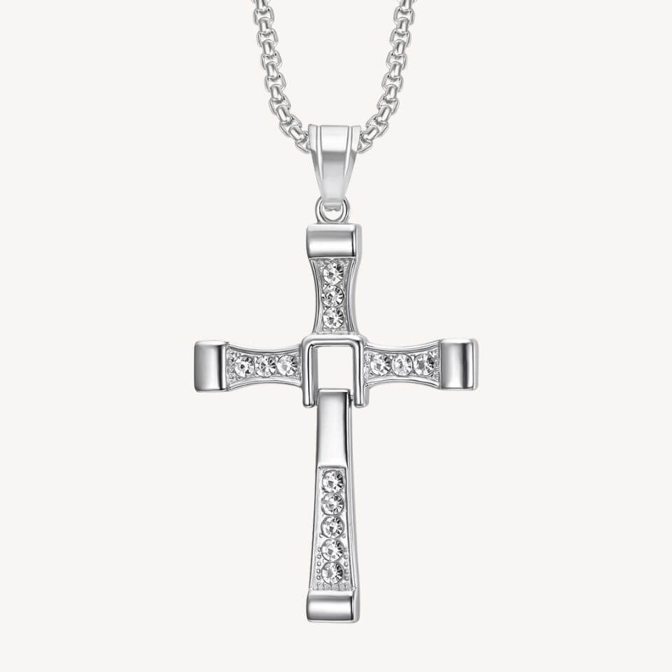 Pingente Crucifixo com Zircônias em Aço Inoxidável - Proteção Sempre Contigo!