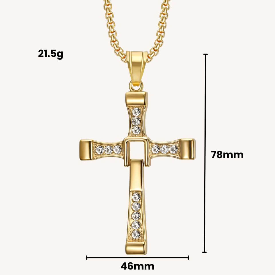 Pingente Crucifixo com Zircônias em Aço Inoxidável - Proteção Sempre Contigo!