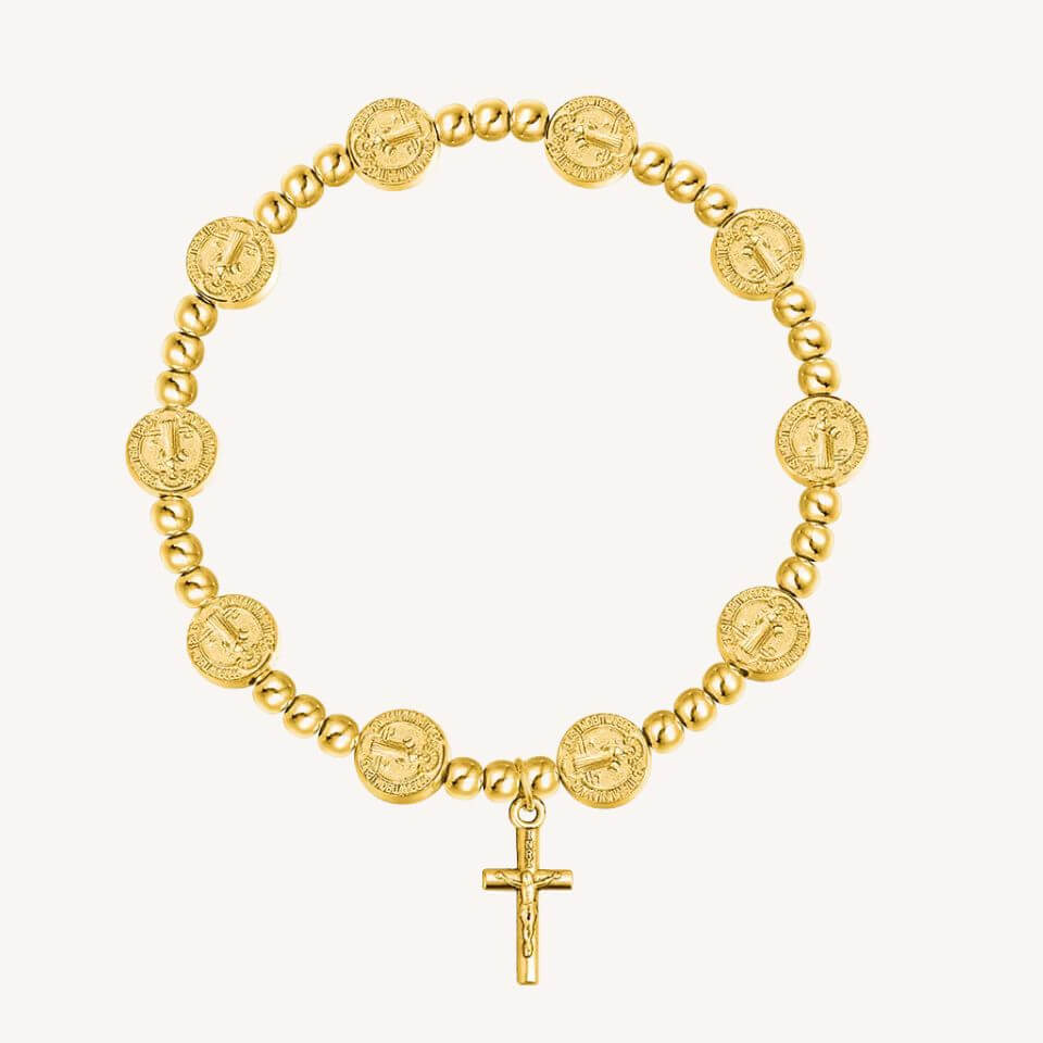 Pulseira Mini Terço Católico com Cruz e Contas Religiosas - Um Símbolo de Fé e Proteção No Seu Pulso!
