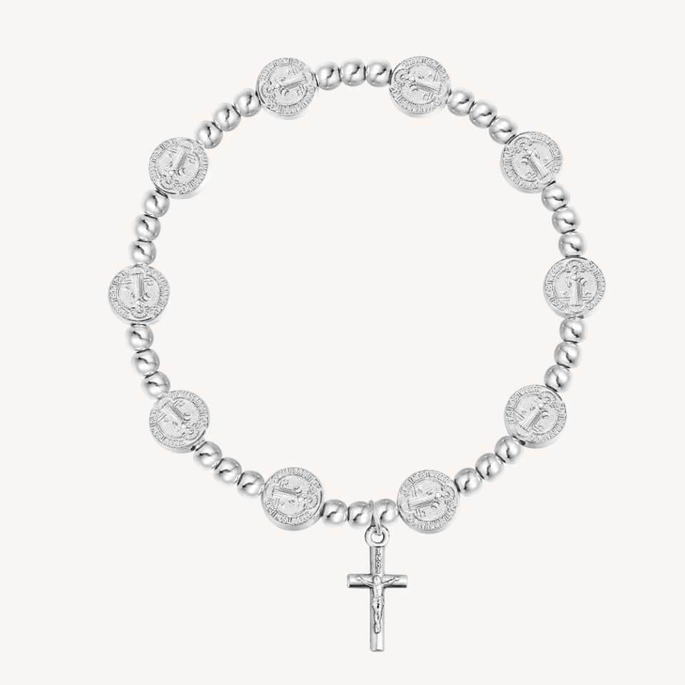 Pulseira Mini Terço Católico com Cruz e Contas Religiosas - Um Símbolo de Fé e Proteção No Seu Pulso!