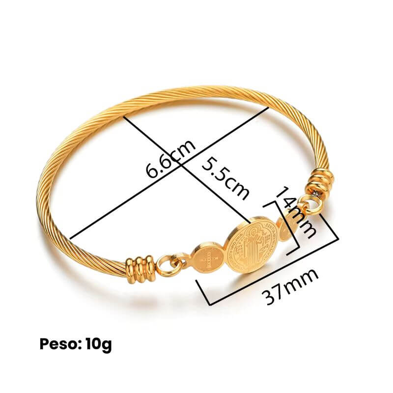 Pulseira Rosário São Bento em Aço Inoxidável – Ajustável e Religiosa!