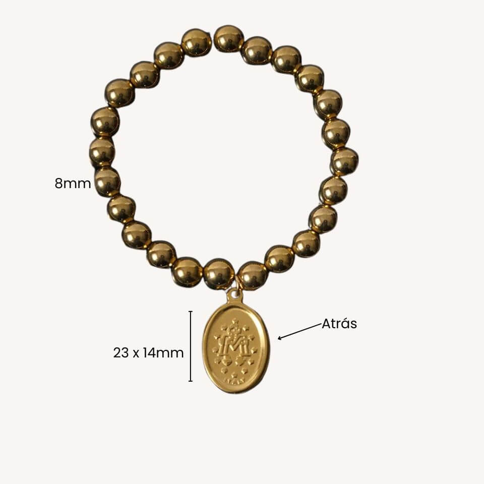 Pulseira Religiosa em Aço Inoxidável com Medalha da Virgem Maria - Leve Sua Fé Com Você Todos os Dias!
