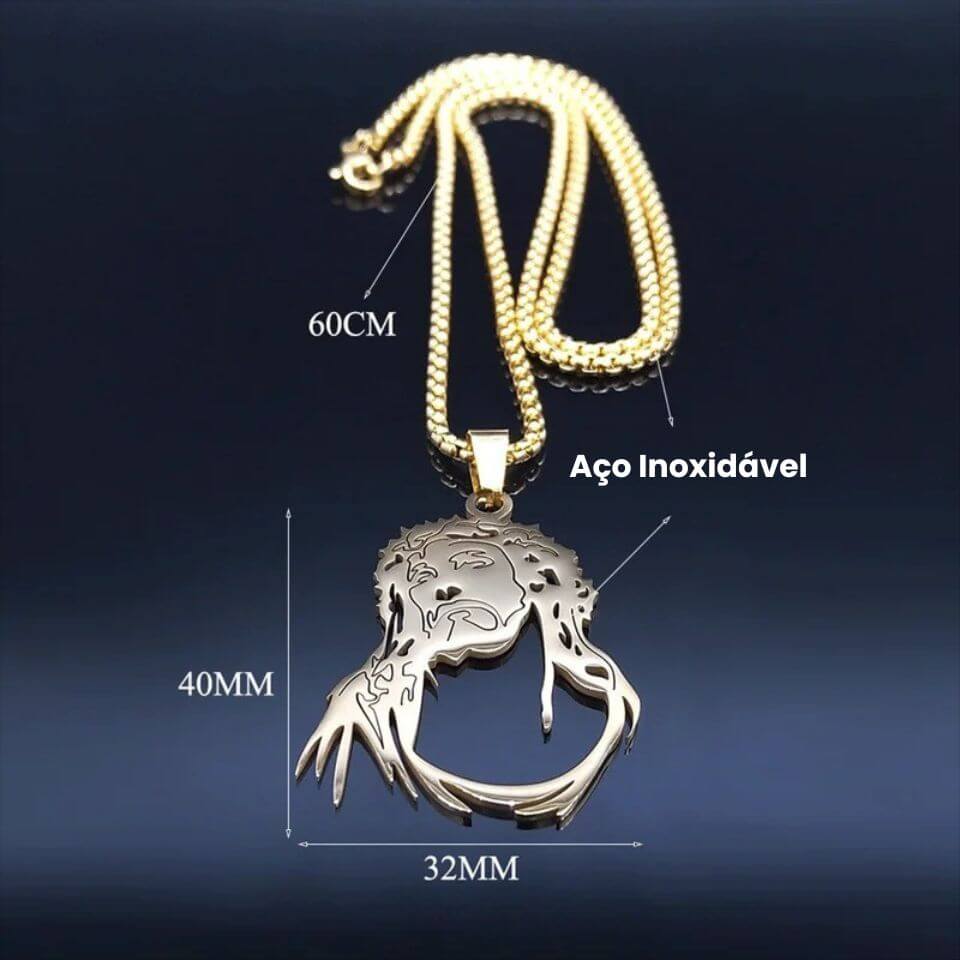 Colar com Pingente Rosto de Jesus com Coroa de Espinhos em Aço Inoxidável - A Fé Que Inspira, o Estilo Que Marca!