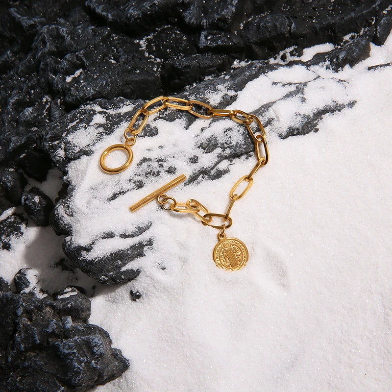 Pulseira Sagrada de São Bento em Aço Inoxidável - Um Símbolo Eterno de Força Espiritual!