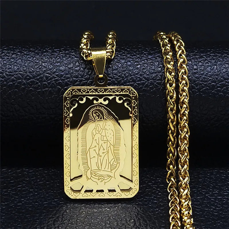 Colar com Pingente Medalha de Nossa Senhora em Aço Inoxidável 316L - A Proteção de Nossa Senhora em um Acessório de Presença!
