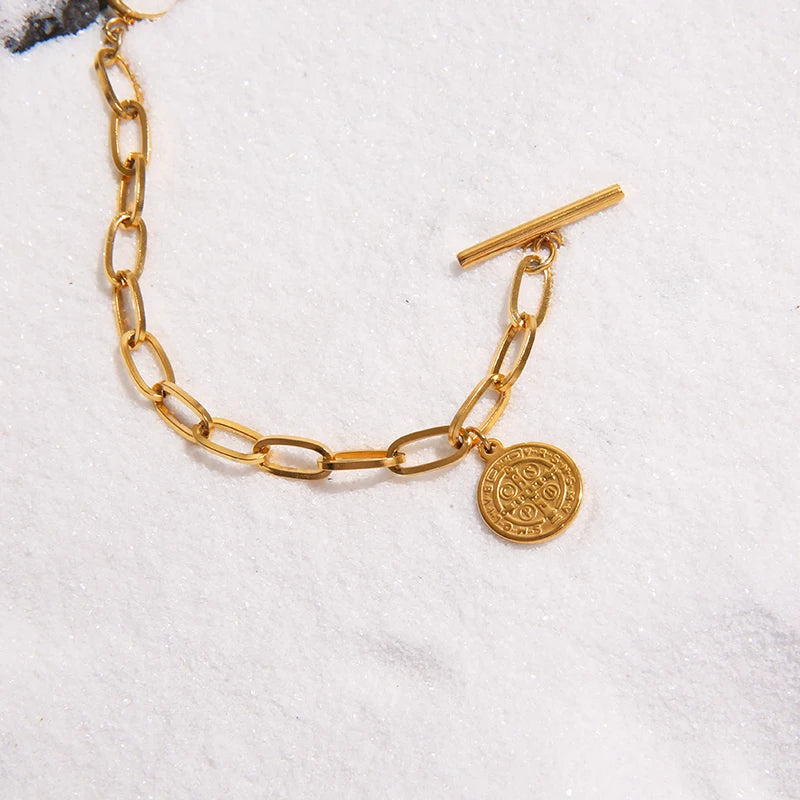 Pulseira Sagrada de São Bento em Aço Inoxidável - Um Símbolo Eterno de Força Espiritual!