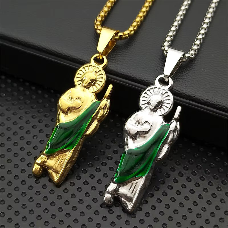 Colar com Pingente São Judas Tadeu em Aço Inoxidável - Carregue a Essência do Padroeiro das Causas Perdidas!