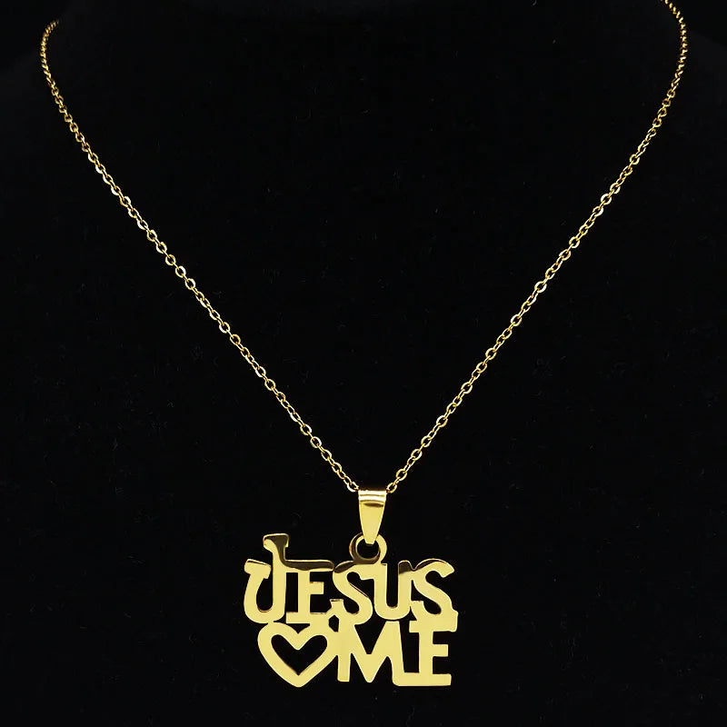 Colar "Jesus Love Me" em Aço Inoxidável - Um Lembrete Constante do Amor e da Proteção Divina!