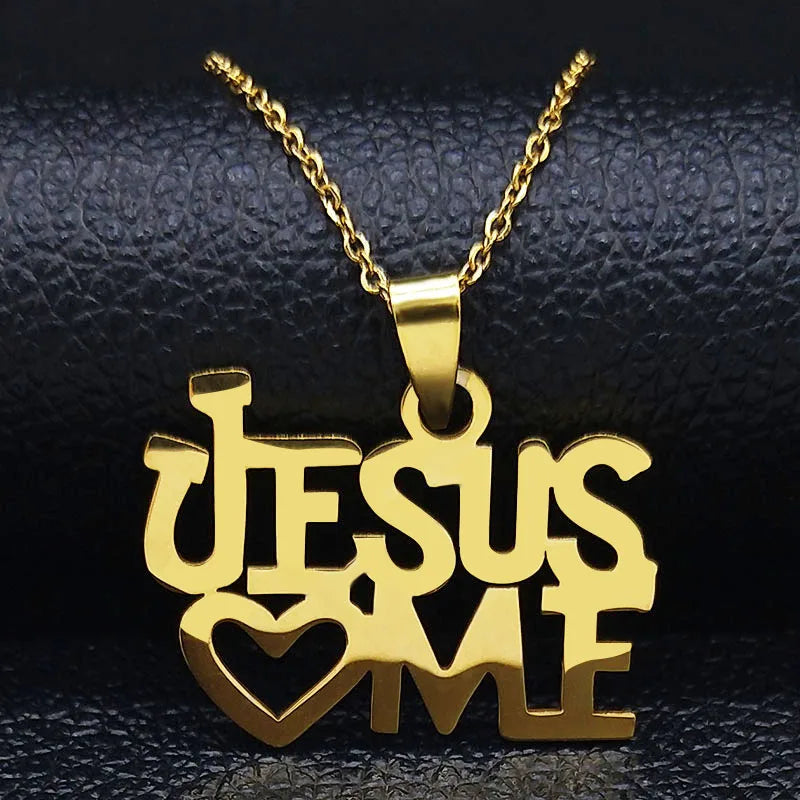 Colar "Jesus Love Me" em Aço Inoxidável - Um Lembrete Constante do Amor e da Proteção Divina!