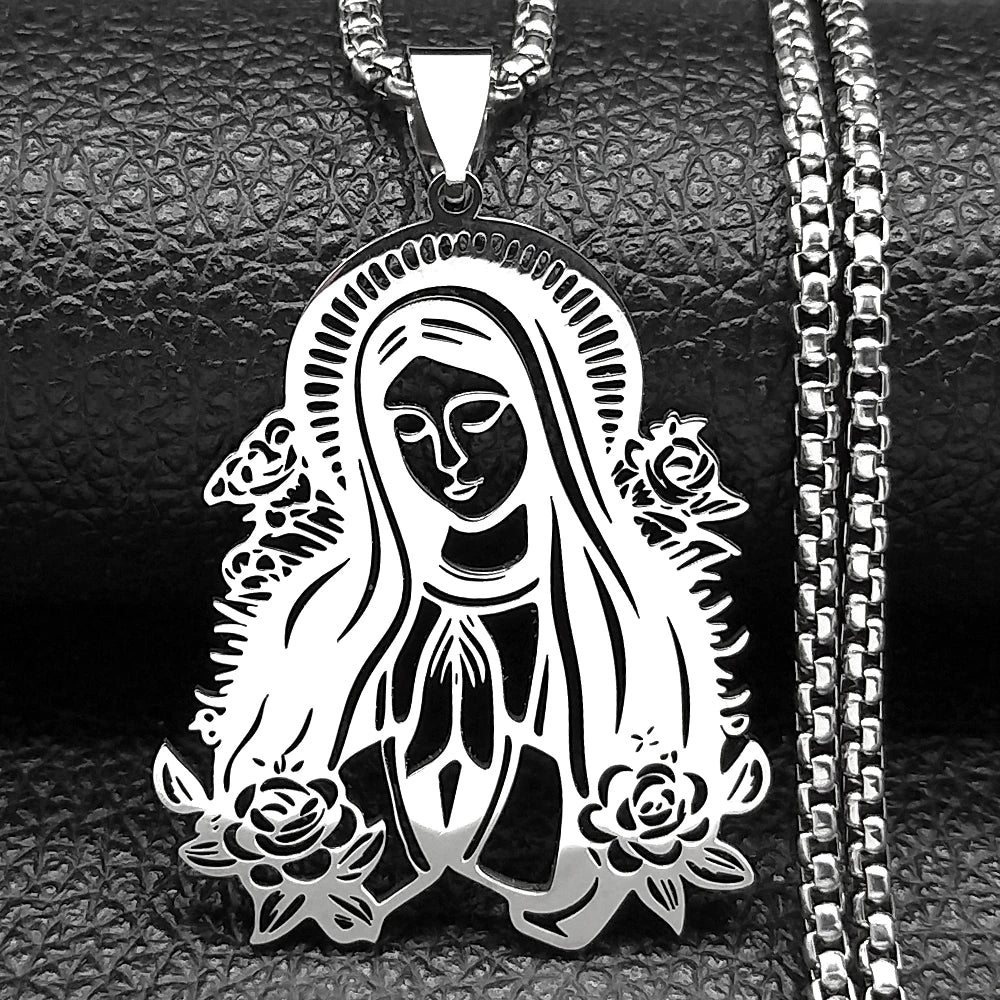 Colar Medalha Nossa Senhora de Guadalupe em Aço Inoxidável - Leve Sua Fé Consigo!