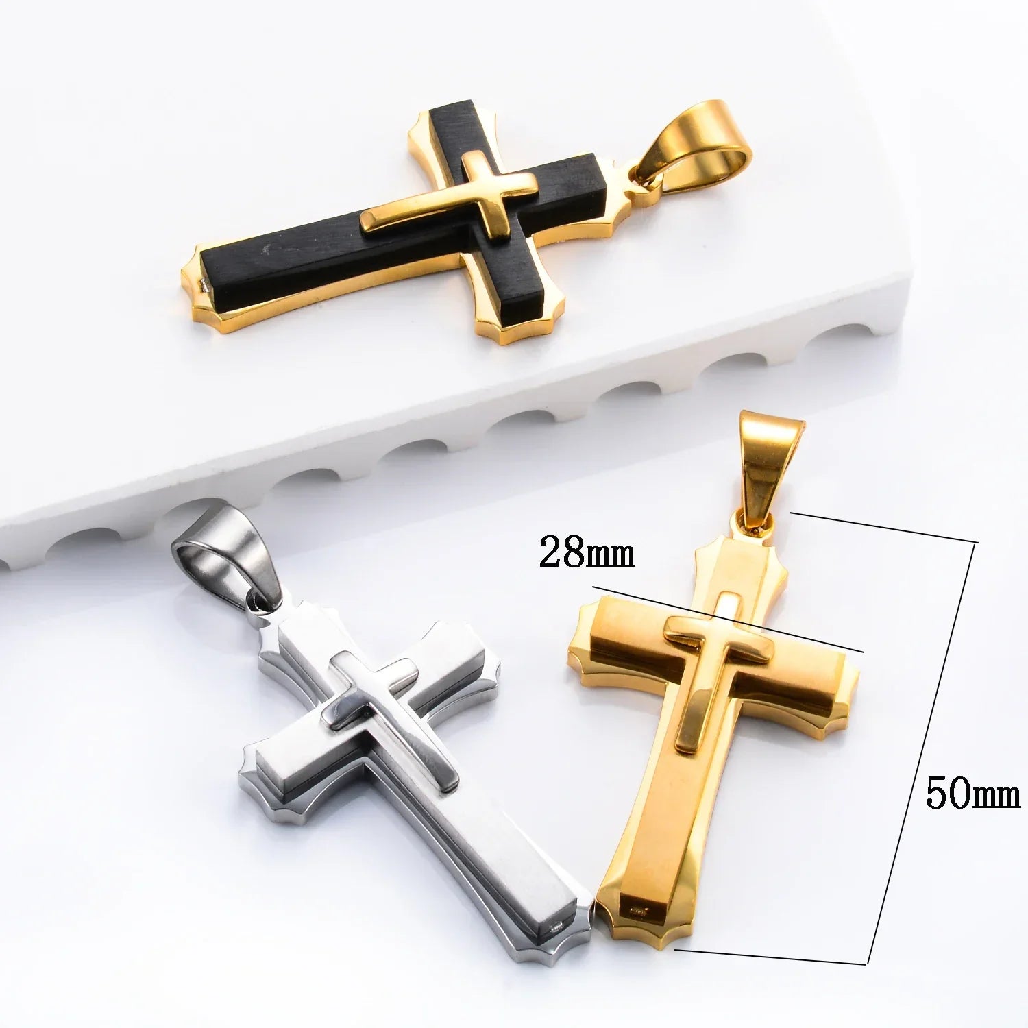 Pingente Cruz Laminada em Aço Inoxidável - Fé Inabalável!