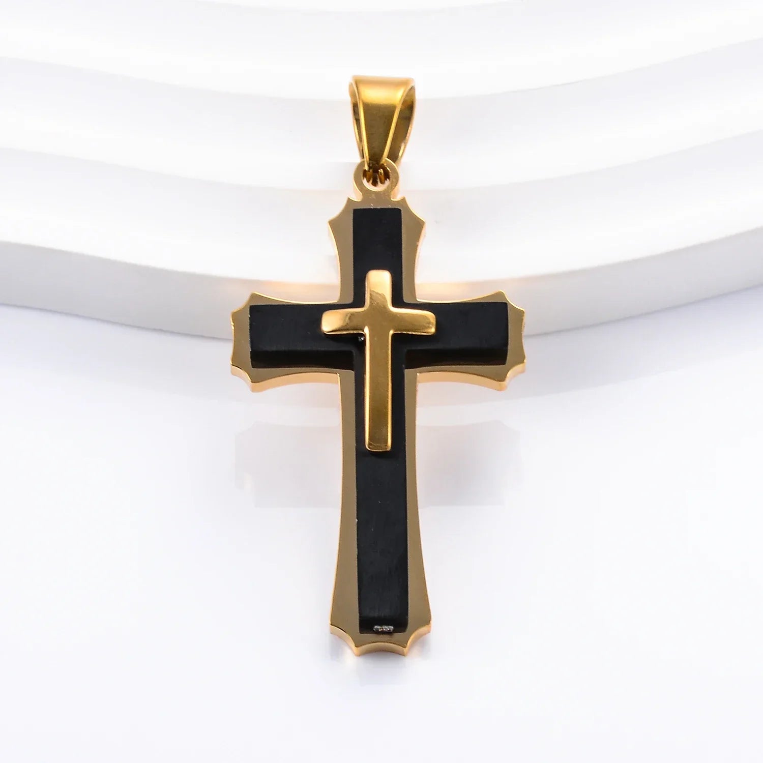 Pingente Cruz Laminada em Aço Inoxidável - Fé Inabalável!