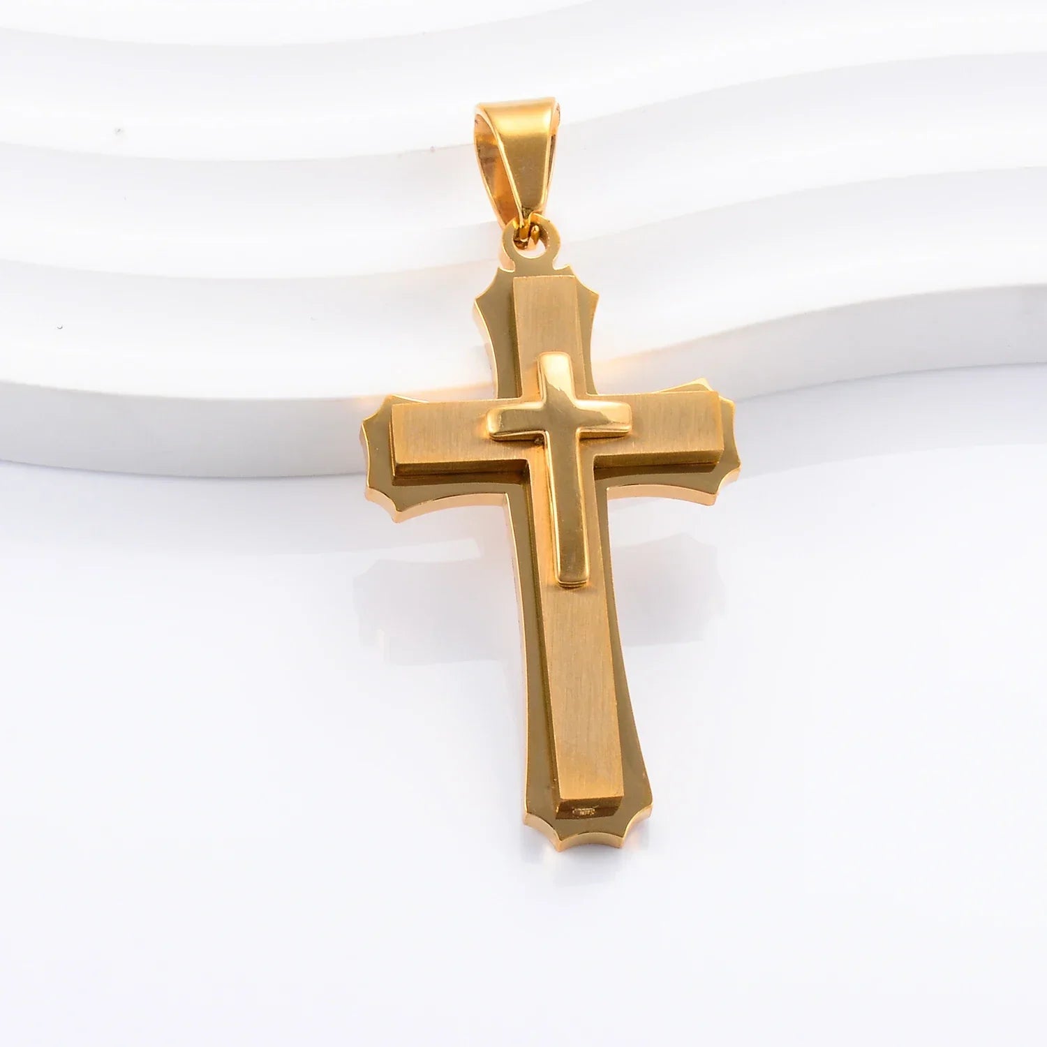 Pingente Cruz Laminada em Aço Inoxidável - Fé Inabalável!