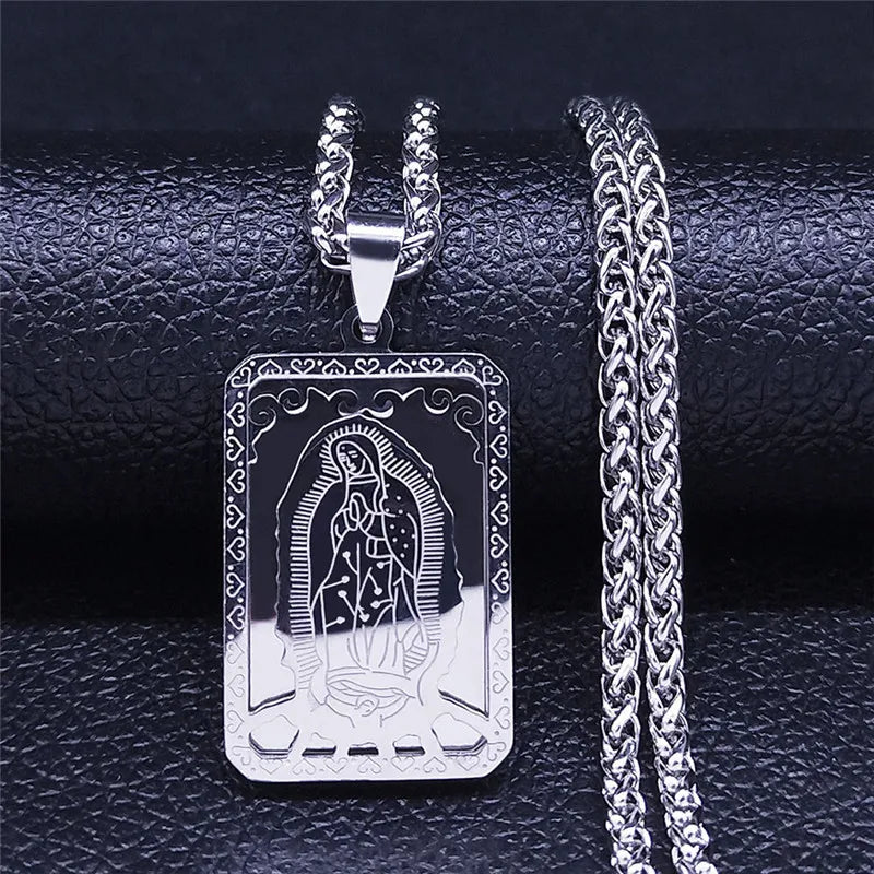 Colar com Pingente Medalha de Nossa Senhora em Aço Inoxidável 316L - A Proteção de Nossa Senhora em um Acessório de Presença!