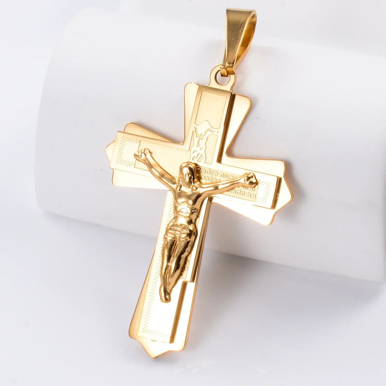 Pingente Crucifixo Clássicos e Duplos em Aço Inoxidável – Sua Fé, Seu Estilo!