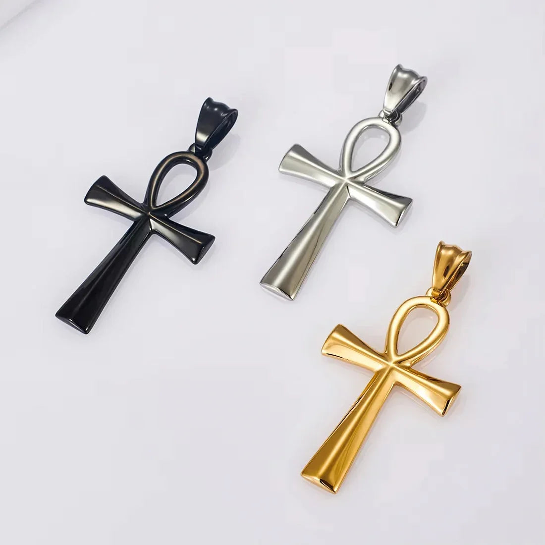 Colar Pingente Cruz Ankh Egípcia em Aço Inoxidável Vintage - Força Simbólica!