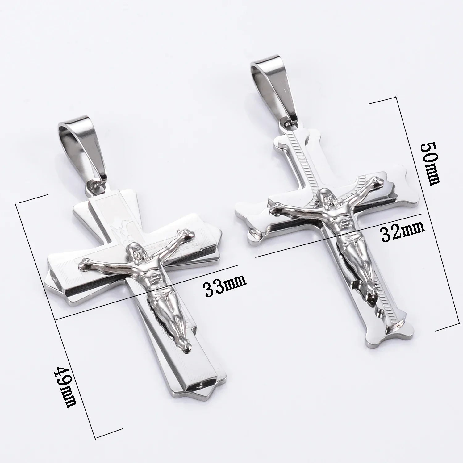 Pingente Crucifixo Clássicos e Duplos em Aço Inoxidável – Sua Fé, Seu Estilo!