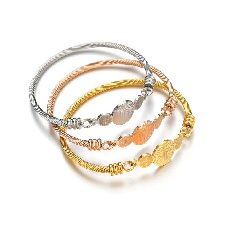 Pulseira Rosário São Bento em Aço Inoxidável – Ajustável e Religiosa!