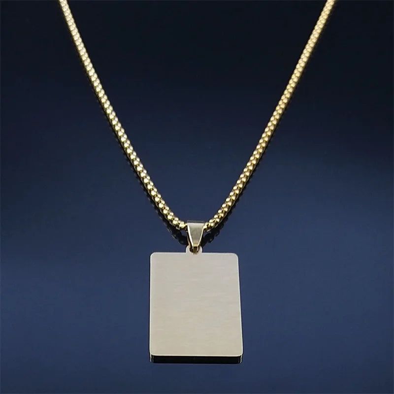 Colar com Pingente Placa Oração do Pai Nosso em Aço Inoxidável - Carregue as Palavras de Deus Sempre Com Você!