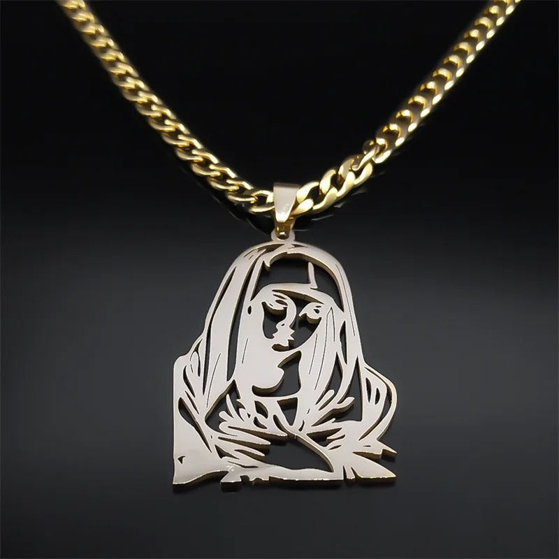 Colar com Pingente Nossa Senhora em Aço Inoxidável - A Proteção de Nossa Senhora em um Acessório Que Inspira!